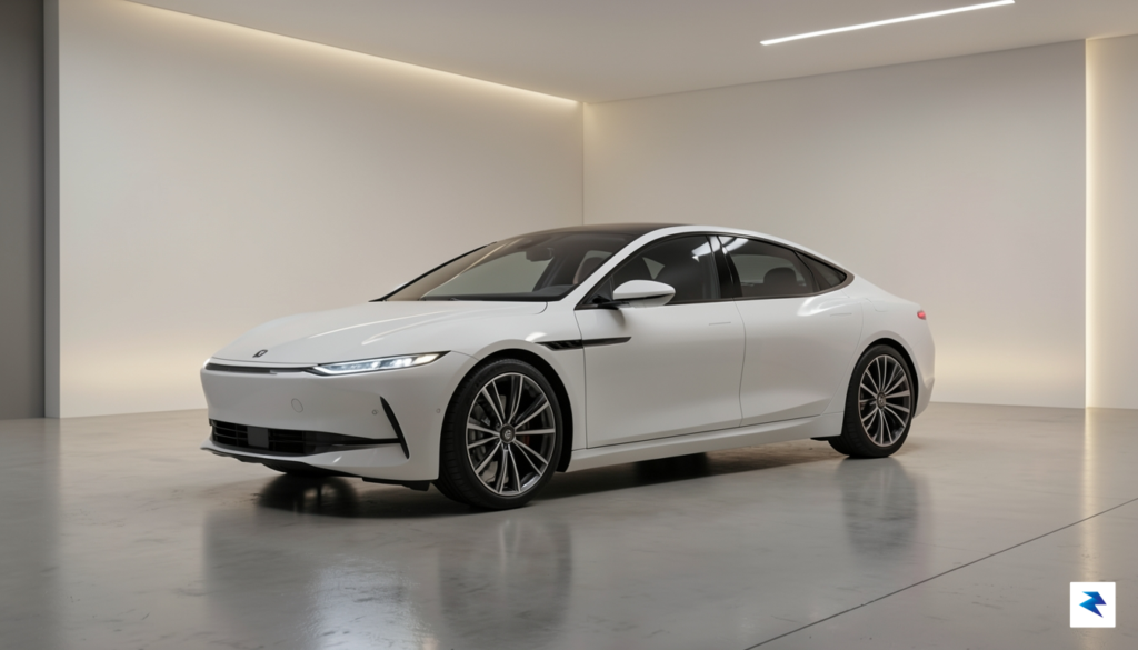 A modern, sleek Lucid Air luxury electric sedan parked in&hellip;