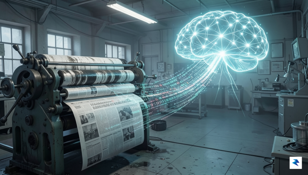 A conceptual digital illustration showing a complex data stream flowing&hellip;