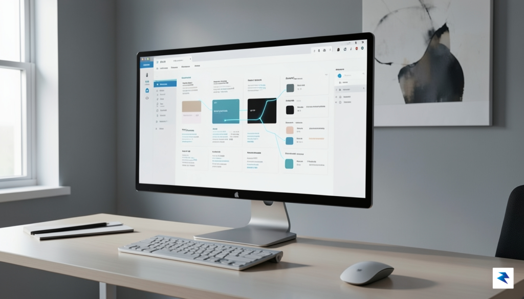A clean, professional workspace showing a digital UI design system&hellip;