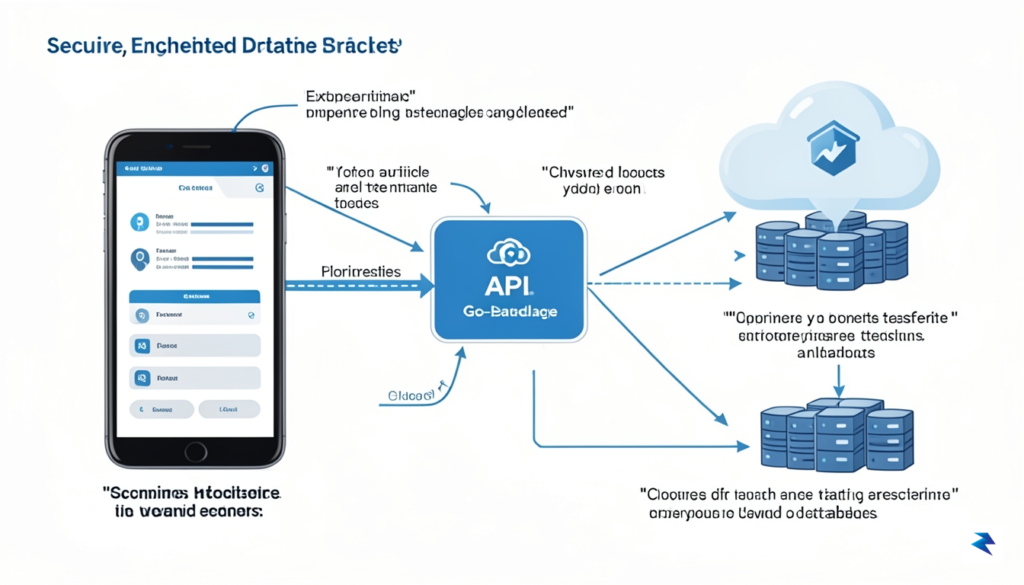 A conceptual digital diagram showing a Go-based API acting as&hellip;