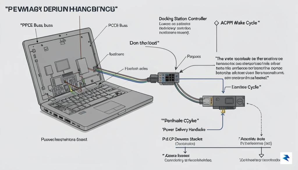 A detailed technical illustration showing the interaction between a laptop's…