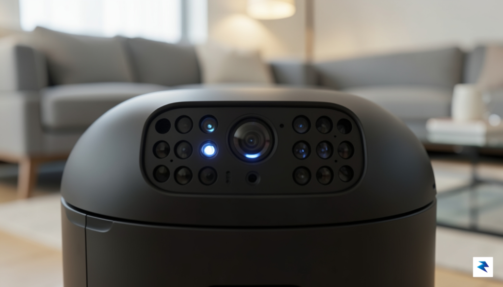 A high-resolution close-up shot of the Matic robot vacuum's front…
