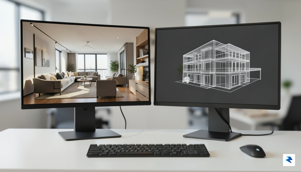 A modern digital workspace showing a split-screen view of a…