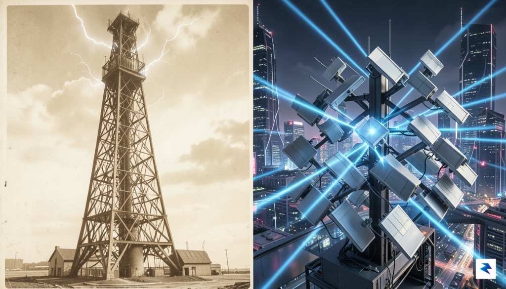 A split image showing on one side a sepia-toned illustration…