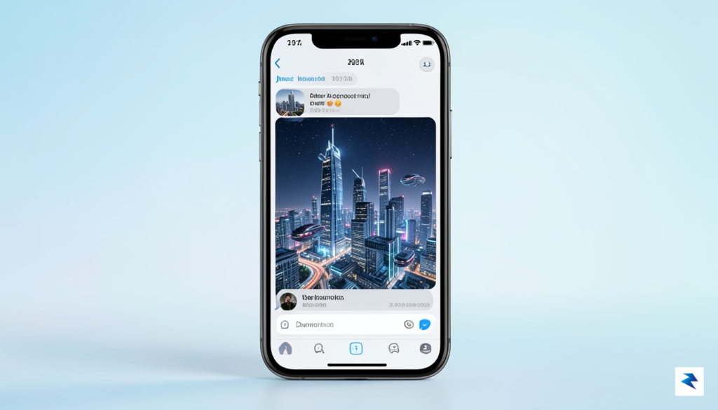 A sleek, modern smartphone interface showing a WhatsApp chat window…