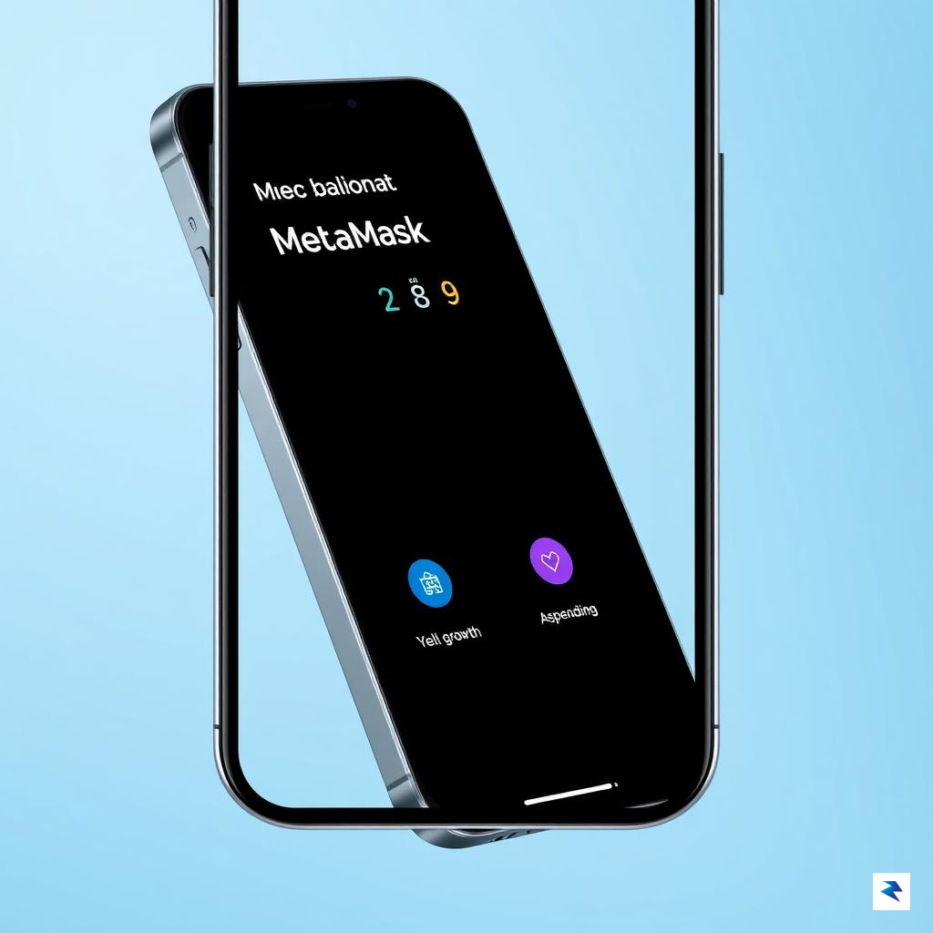 A sleek, modern smartphone interface displaying a MetaMask digital wallet&hellip;
