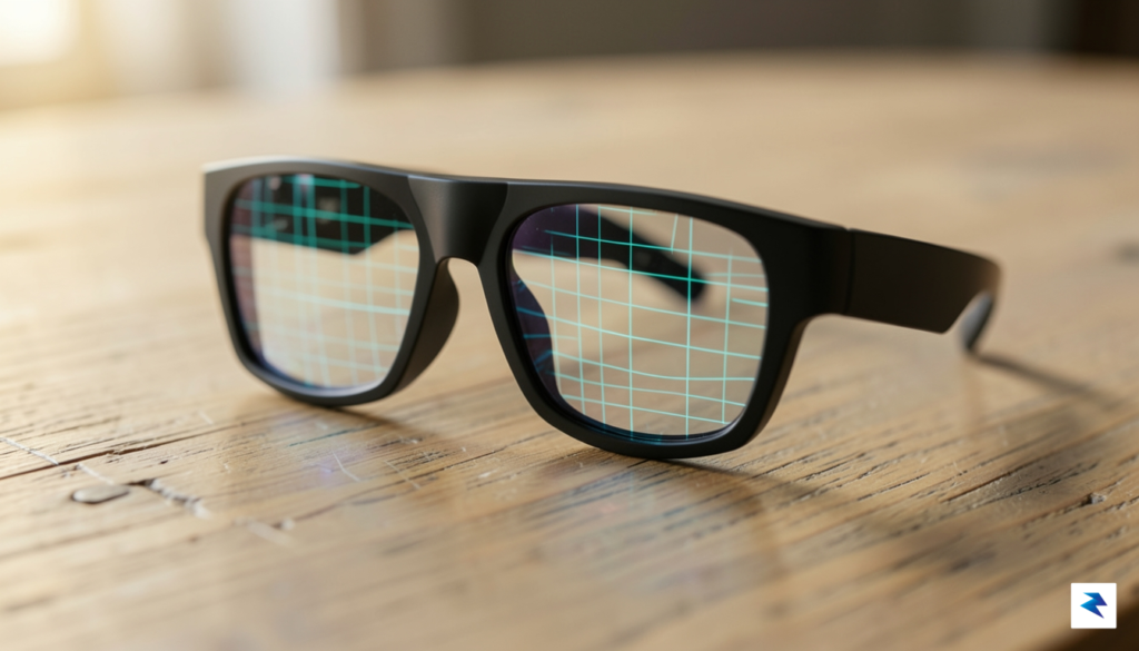 A close-up, high-contrast photograph of a pair of Meta smart&hellip;