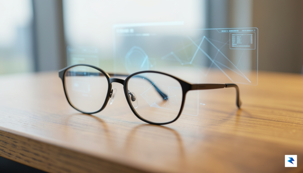 A sleek, modern pair of lightweight glasses sitting on a&hellip;