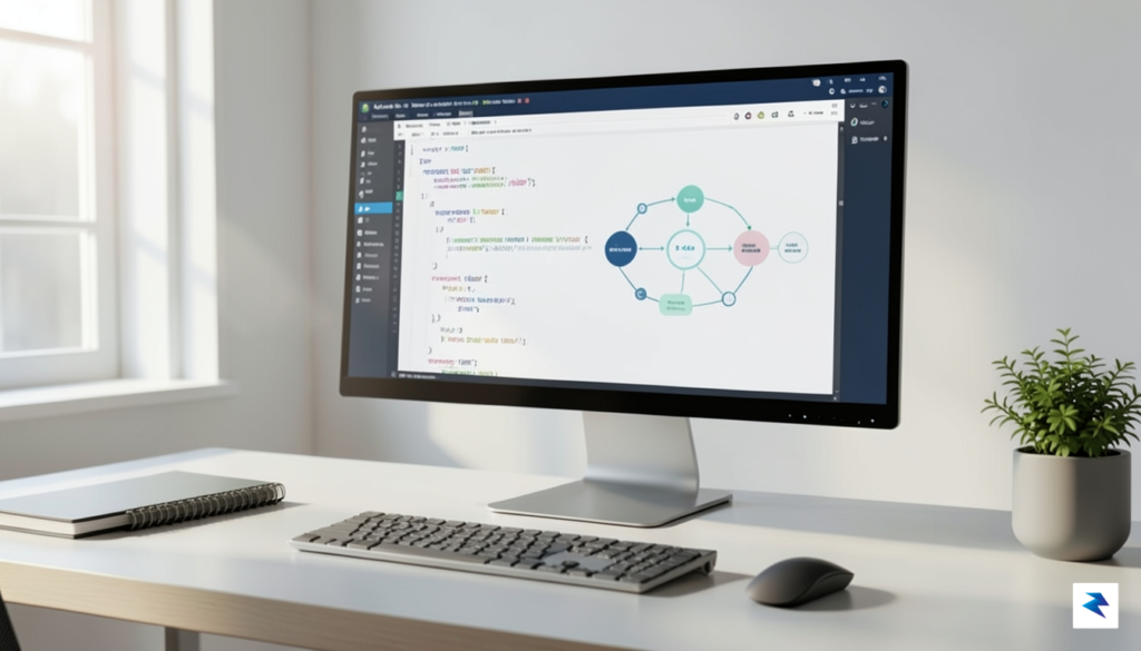 A clean, modern workspace showing a developer interface with code&hellip;