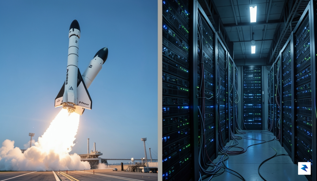 A split image showing a SpaceX Falcon 9 rocket launching&hellip;