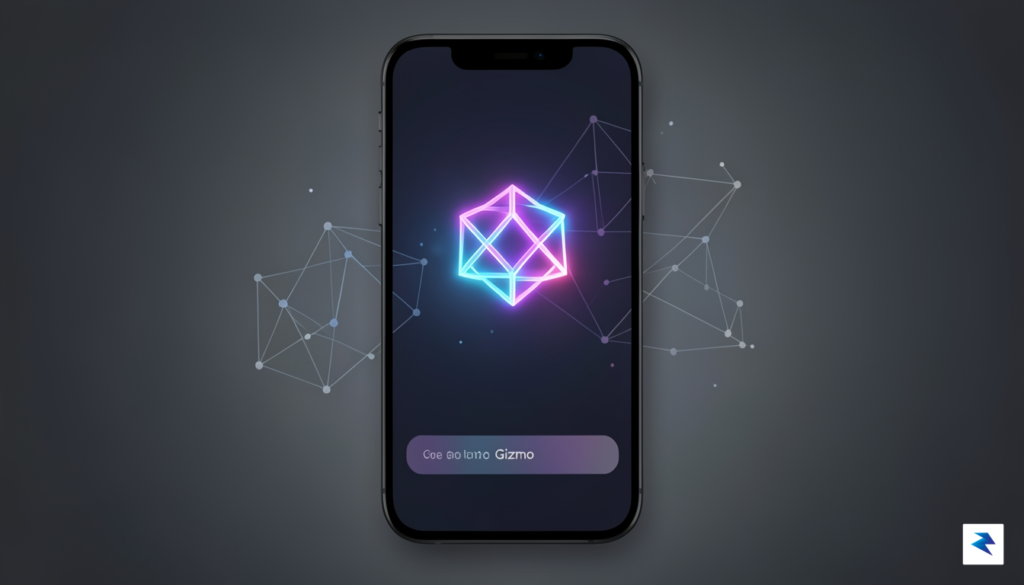 A sleek, modern smartphone screen interface showing a glowing, colorful…