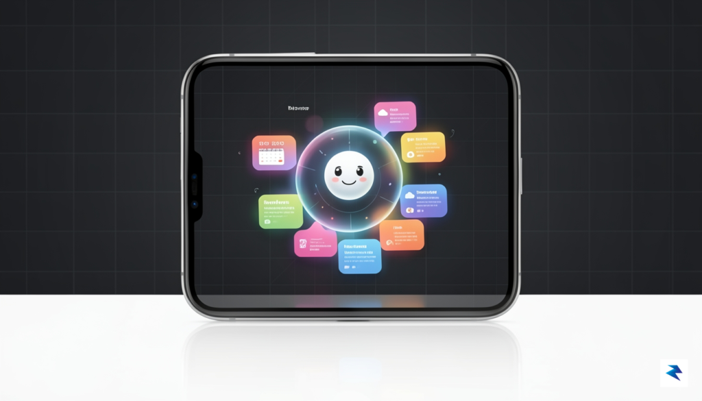 A sleek, modern user interface concept showing a digital workspace…