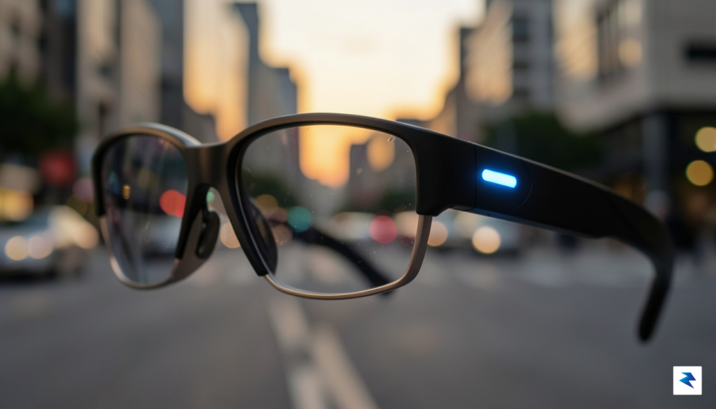 A close-up, high-resolution shot of a pair of modern smart…