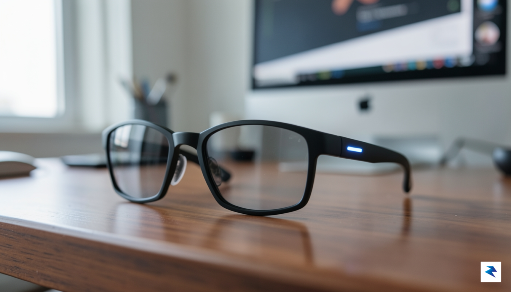 A conceptual close-up shot of a pair of sleek, modern…