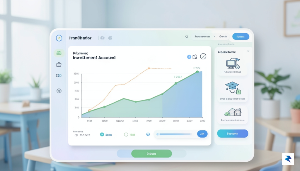 A modern, clean graphic showing a digital interface for a…