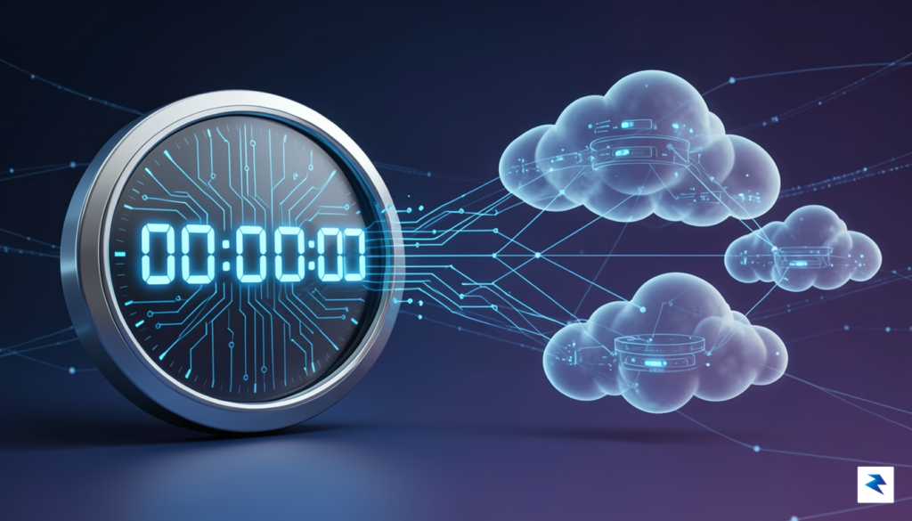 A conceptual digital illustration showing a countdown clock merging into&hellip;