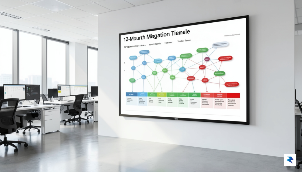A modern, organized IT project management office with a digital&hellip;