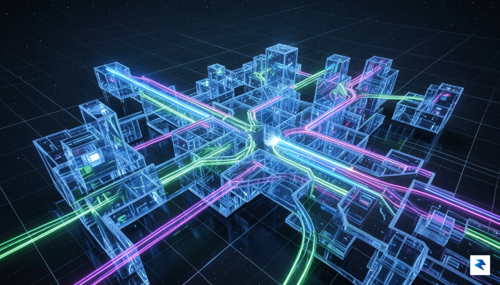 A futuristic visualization of glowing data streams flowing through silicon&hellip;