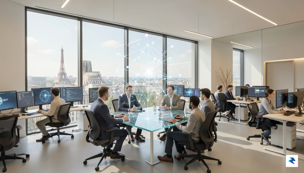 A modern, minimalist European office space with a large glass&hellip;