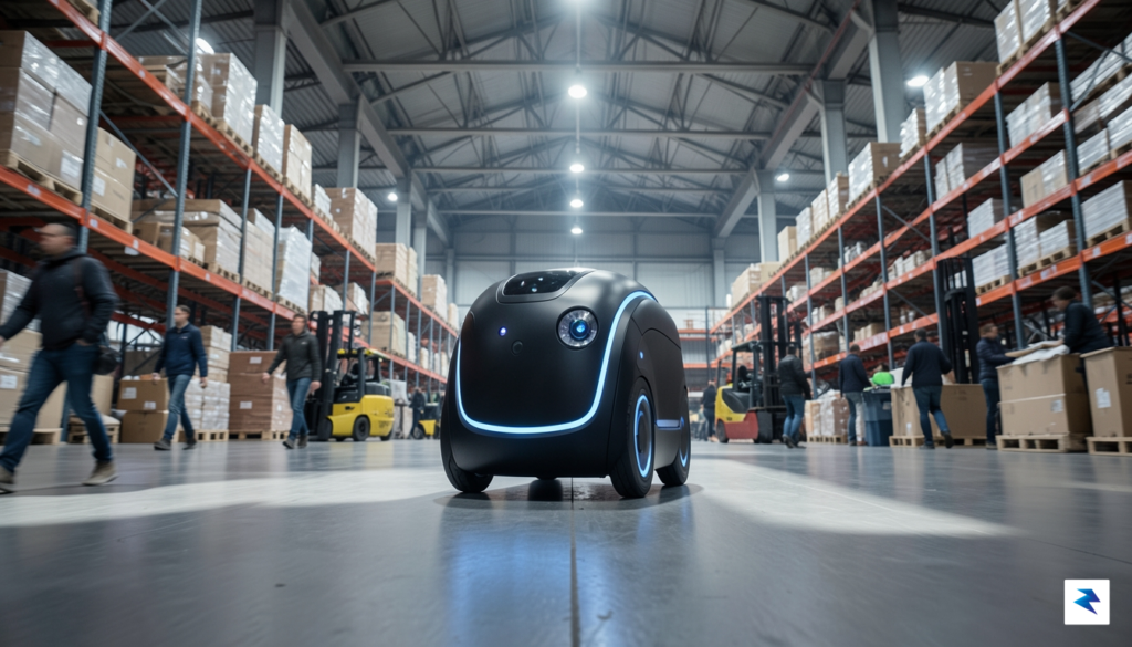 A sleek, modern autonomous robot seamlessly navigating through a busy,&hellip;