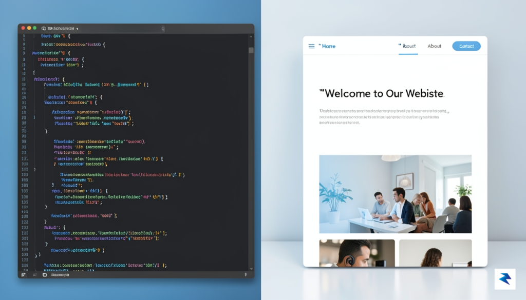 A high-tech digital workspace showing a split-screen view of complex…