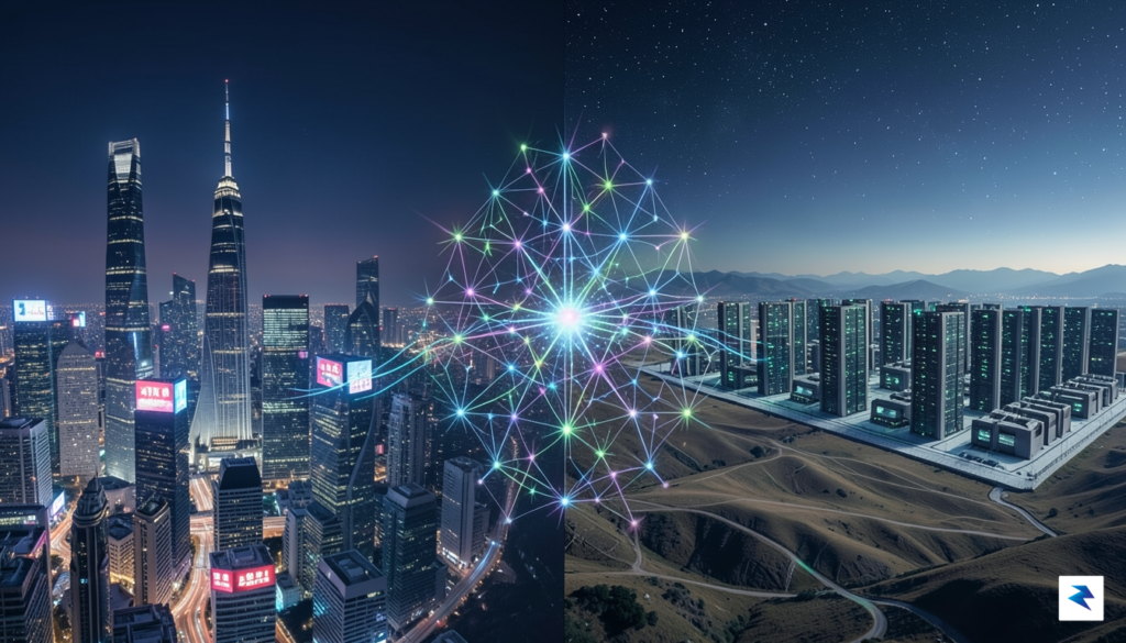 A conceptual digital art piece showing a glowing, intricate neural…