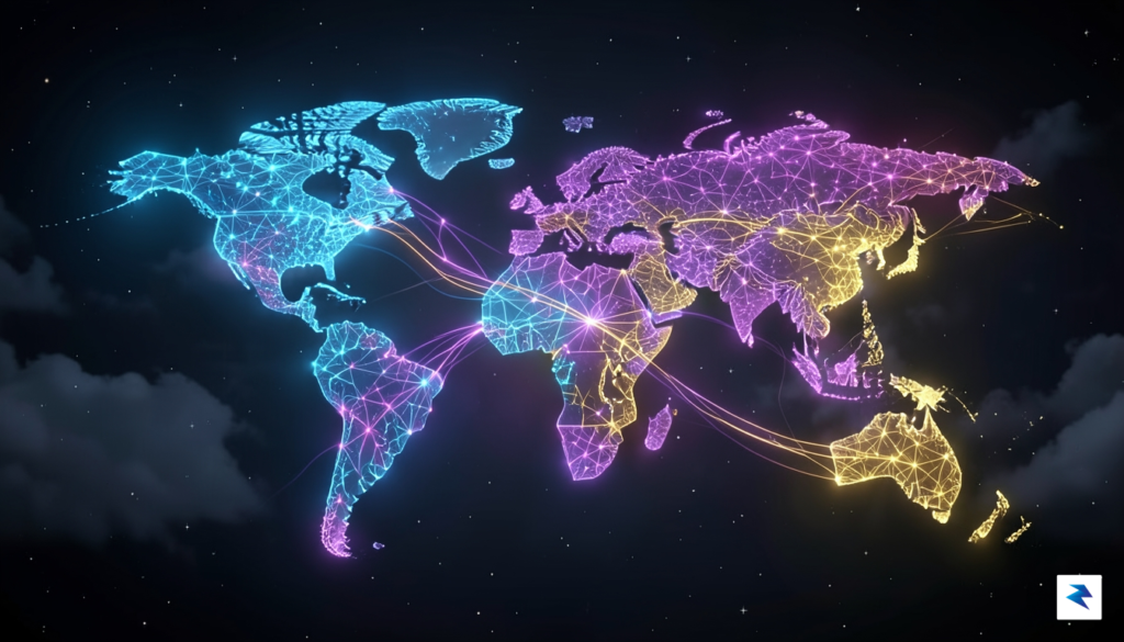 A conceptual digital art piece representing a glowing, multi-colored neural…