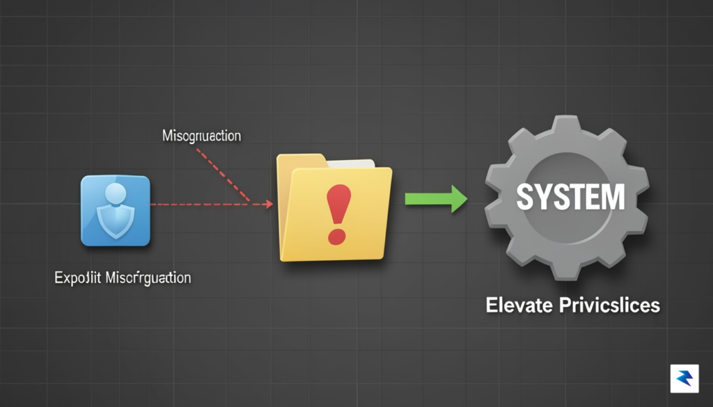 A technical diagram illustrating the privilege escalation flow, showing a&hellip;