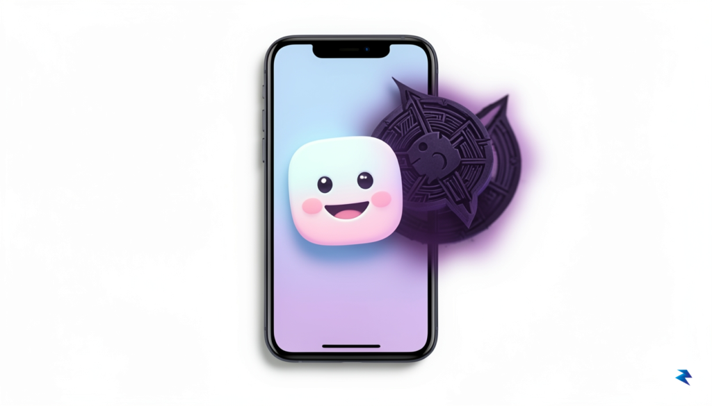 A stylized illustration showing an Android phone screen with a…