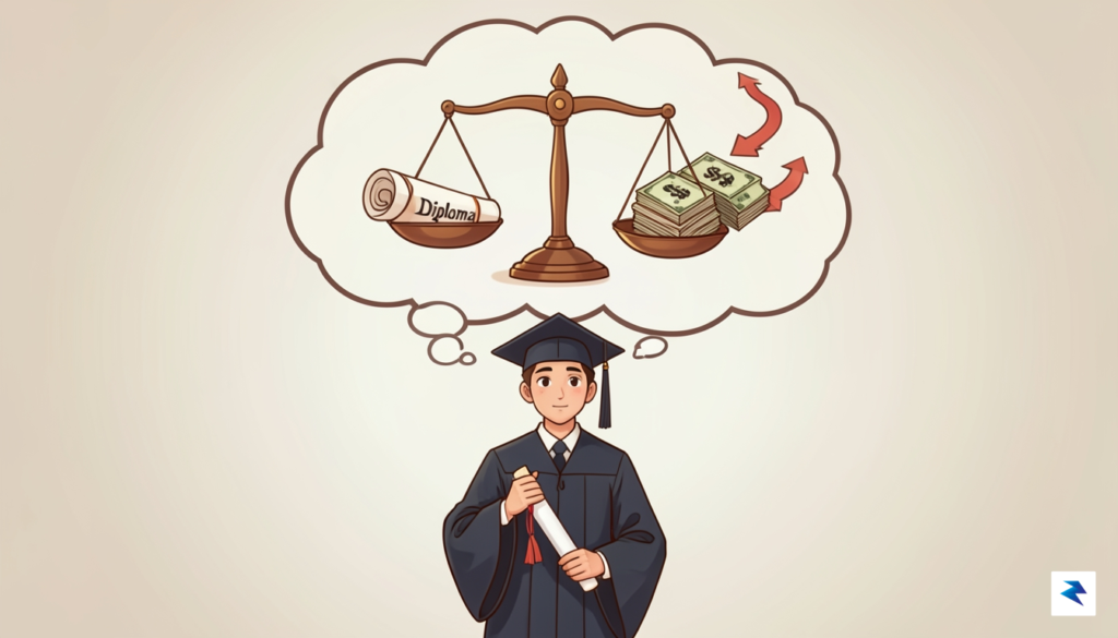 A conceptual image showing a student graduating, with a thought&hellip;