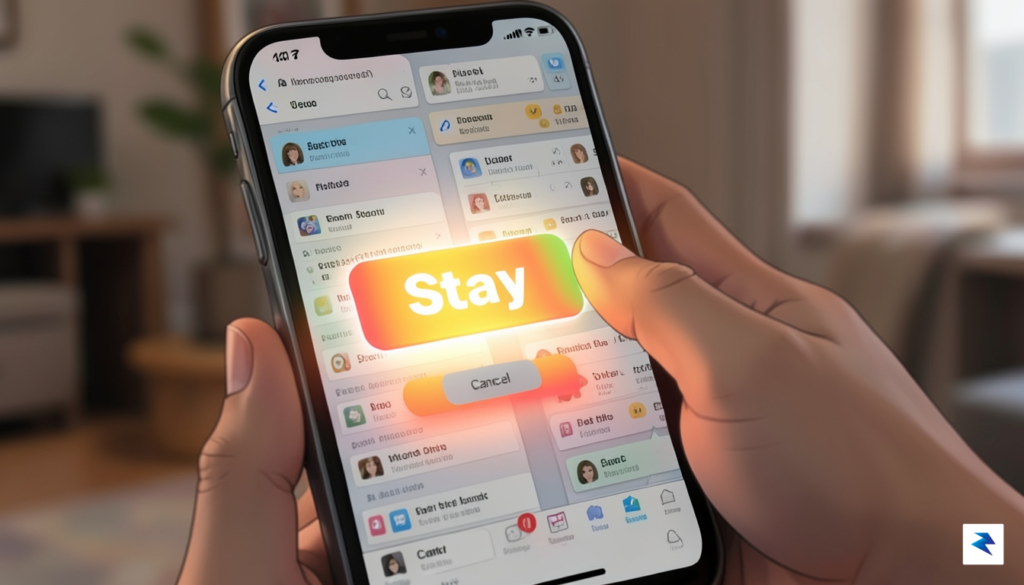 A digital illustration showing a user struggling to navigate a…