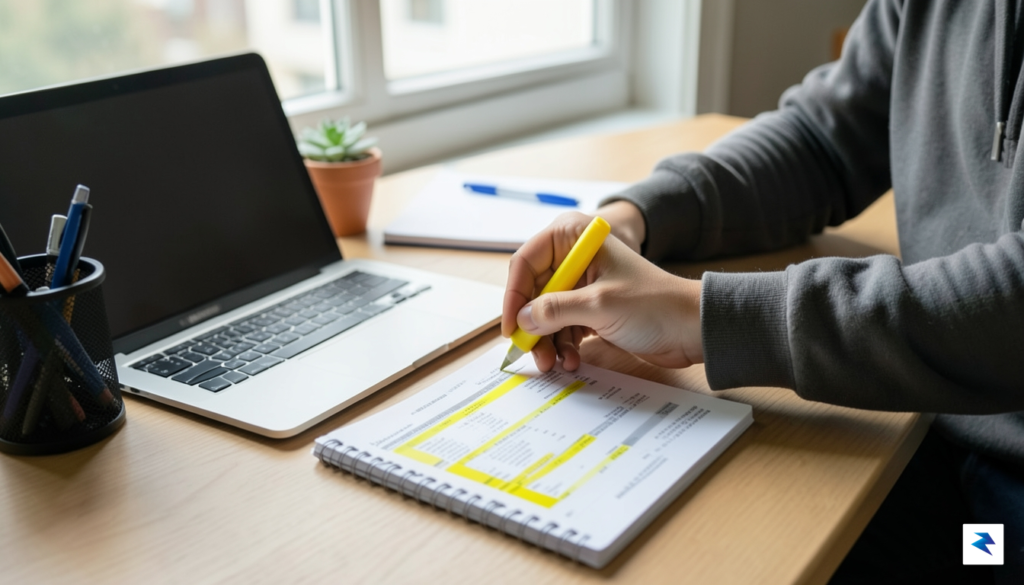 A close-up of a person sitting at a desk with…
