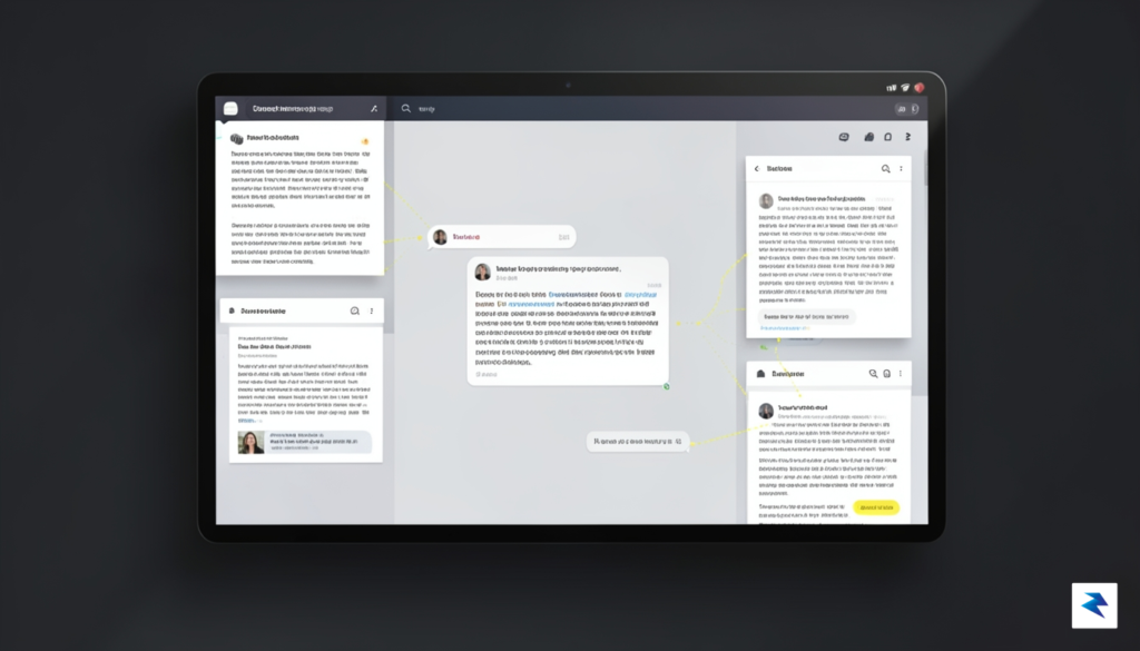 A clean, professional digital workspace showing a researcher’s screen with…