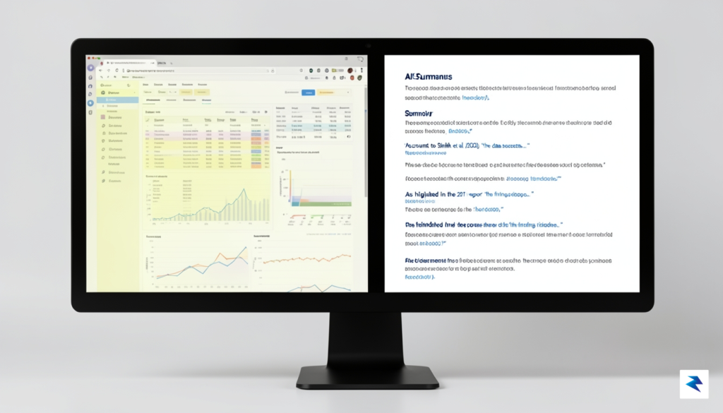 A clean, professional digital workspace showing a split screen where…