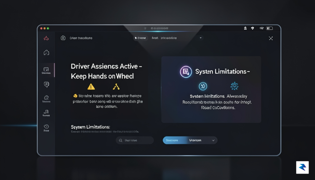 A modern digital dashboard interface displaying clear, high-contrast warnings about…