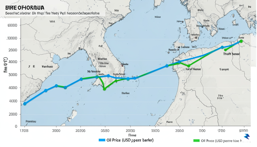 A digital data visualization showing a line graph of oil&hellip;