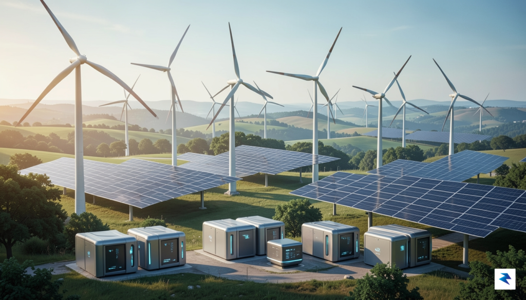 A conceptual illustration showing a futuristic, resilient energy grid with&hellip;