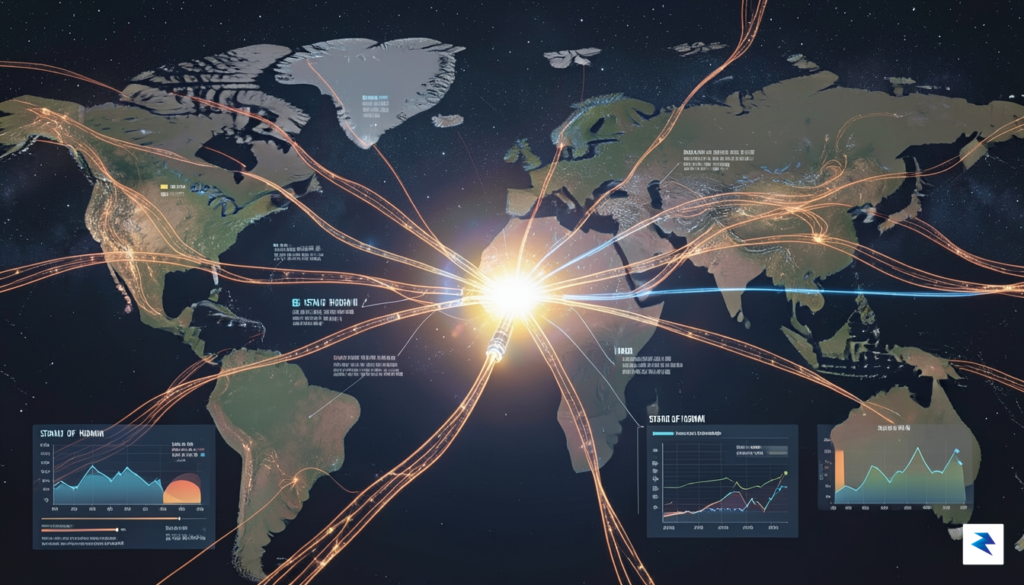 A conceptual digital illustration showing a complex web of glowing&hellip;