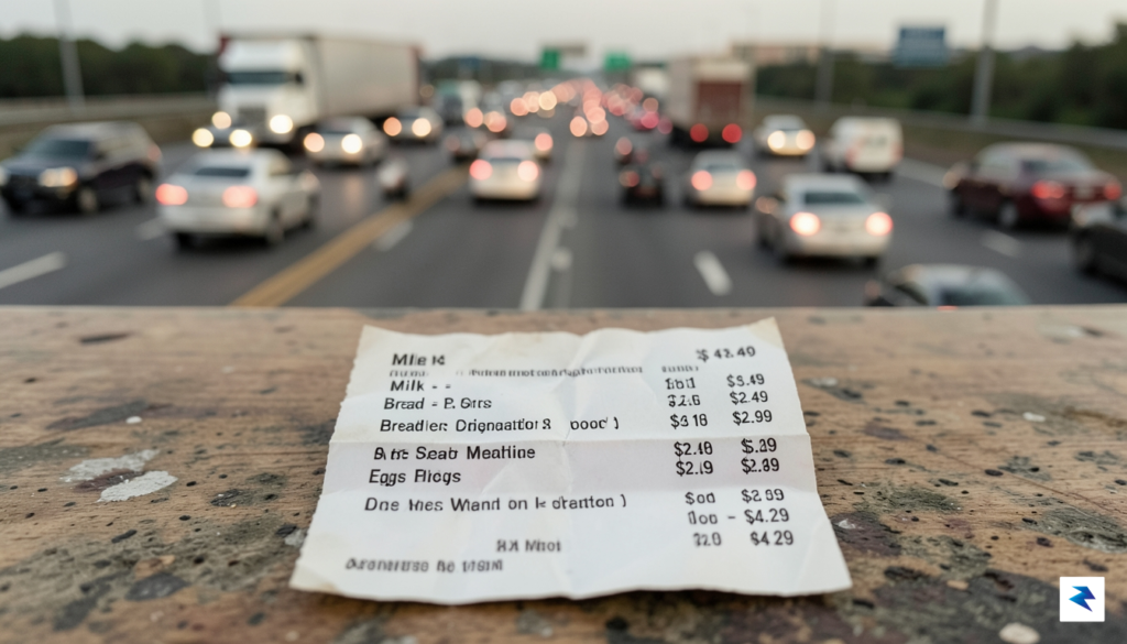 A close-up shot of a grocery store receipt alongside a&hellip;