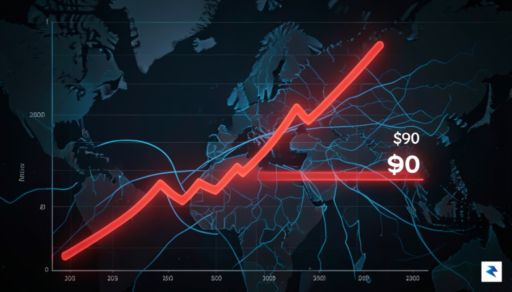 A digital data visualization showing a line graph of global&hellip;
