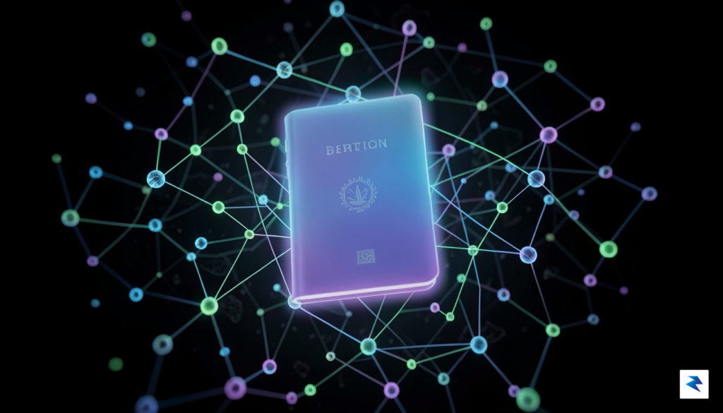 A conceptual digital art piece showing a transparent, glowing passport&hellip;