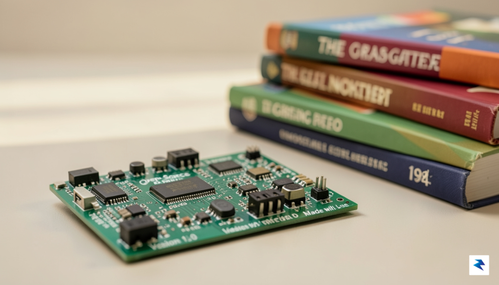 A close-up shot of an open-source e-reader circuit board next…