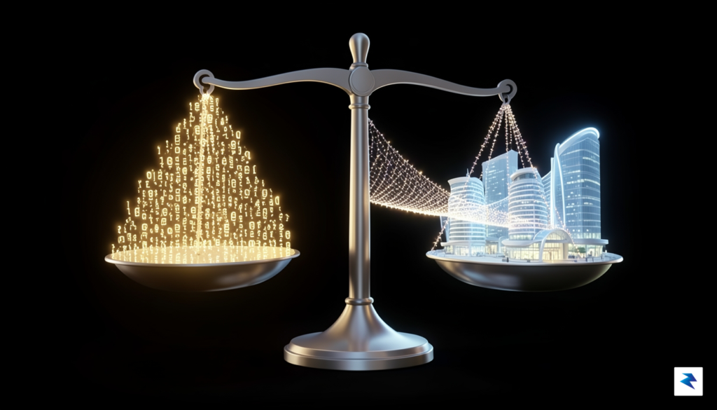 A conceptual digital illustration showing a balance scale, with golden&hellip;