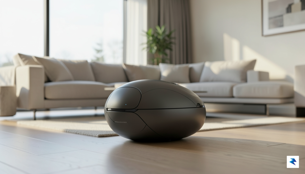 A sleek, minimalist robotic device with a smooth, organic shape&hellip;