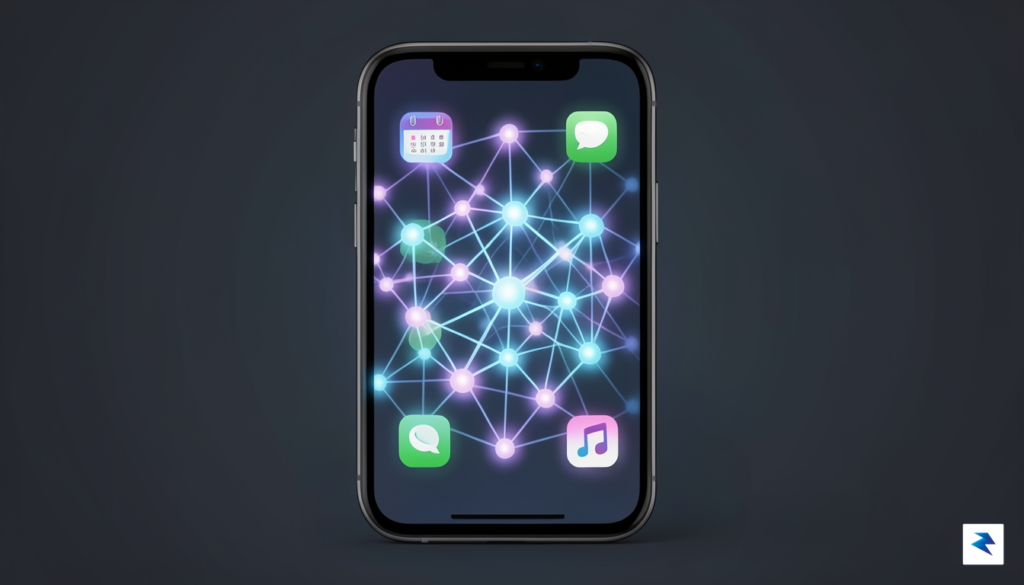 A conceptual illustration showing a digital neural network overlaying a…