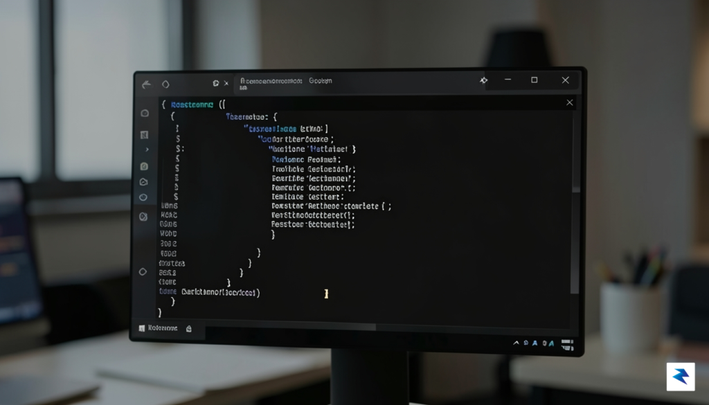 A sleek, dark-mode terminal window on a computer screen displaying…
