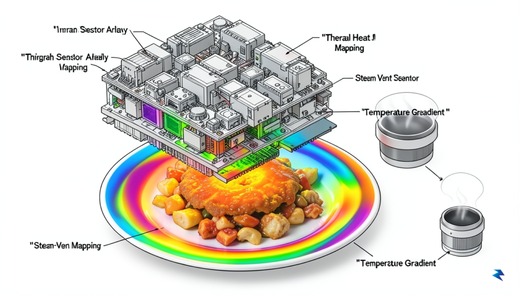 A close-up technical diagram showing a 3D infrared sensor array…