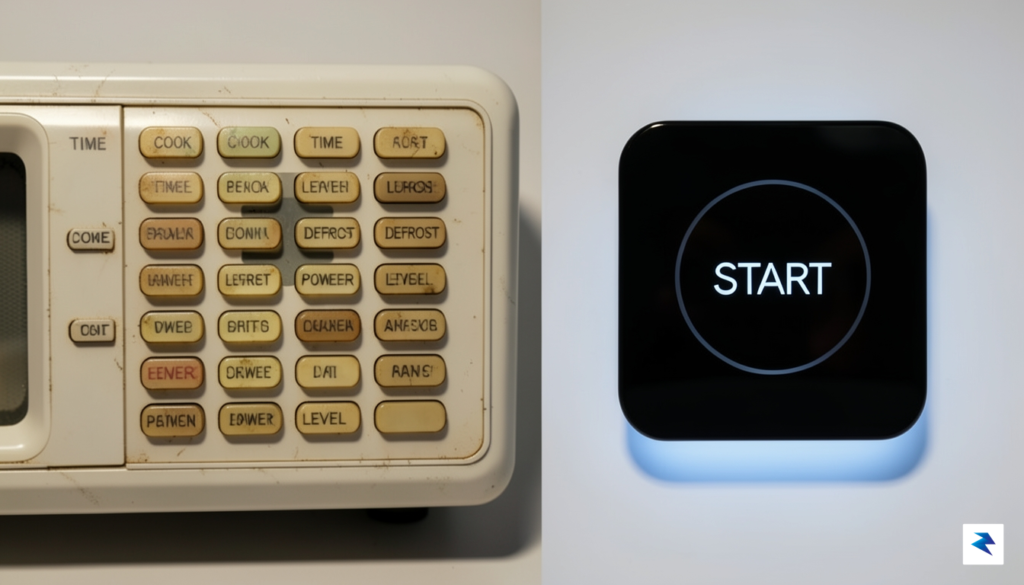 A close-up, high-definition shot of a vintage microwave control panel…