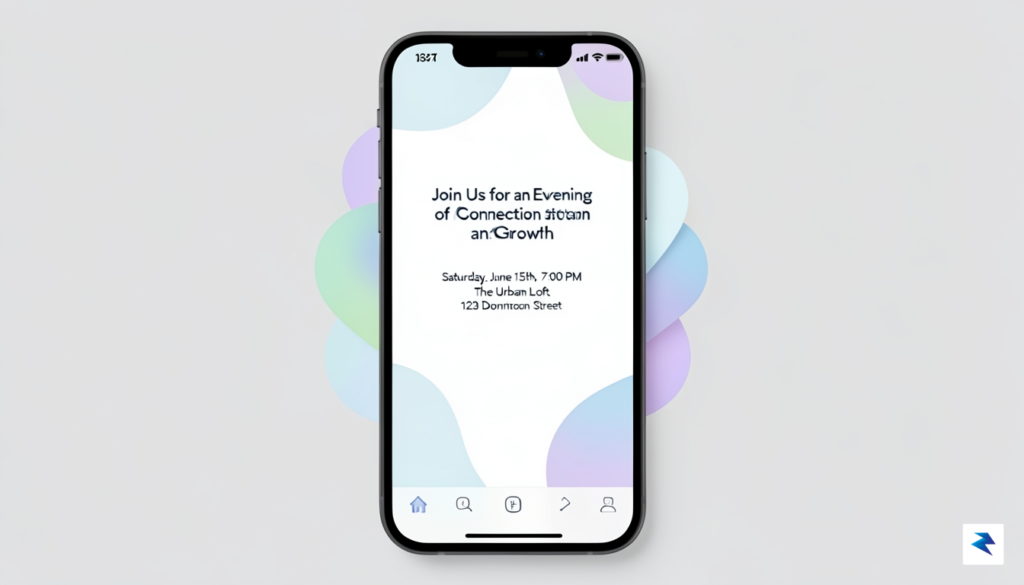 A modern, minimalist smartphone interface displaying a clean event invitation&hellip;