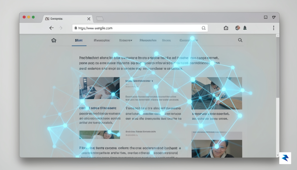 A conceptual digital visualization showing a web browser interface with&hellip;